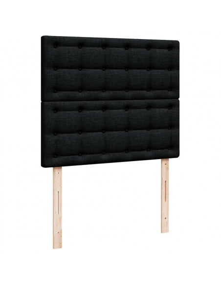 Struttura Letto Pouf con Materasso Nero 120x190 cm Similpelle