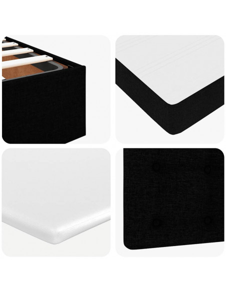 Struttura Letto Pouf con Materasso Nero 120x190 cm Similpelle