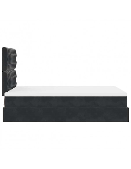 Struttura Letto Pouf con Materasso Nero 120x190 cm in Tessuto
