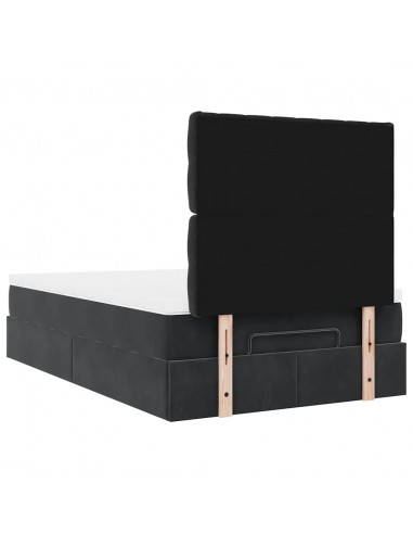 Struttura Letto Pouf con Materasso Nero 120x190 cm in Tessuto