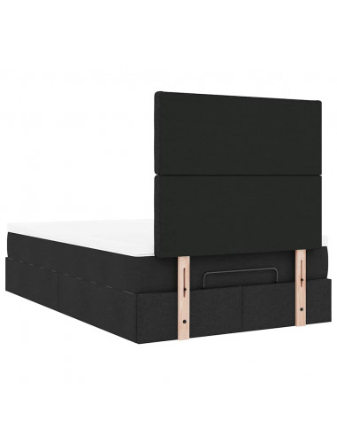 Struttura Letto Pouf con Materasso Nero 120x190 cm in Tessuto