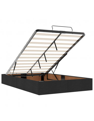 Struttura Letto Pouf con Materasso Nero 120x190 cm in Tessuto