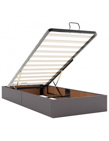 Struttura Letto Pouf con Materasso Grigio 90x200 cm Similpelle