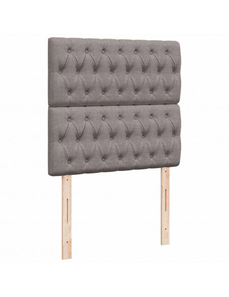 Pouf Letto con Materasso e LED Tortora 90x200 cm in Tessuto