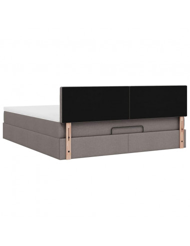 Struttura Letto Pouf con Materasso Tortora 160x200cm in Tessuto