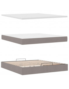 Struttura Letto Pouf con Materasso Tortora 160x200cm in Tessuto 2