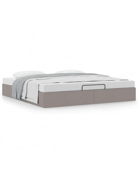 Struttura Letto Pouf senza Materasso Tortora 200x200 cm Tessuto