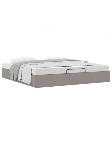 Struttura Letto Pouf senza Materasso Tortora 200x200 cm Tessuto