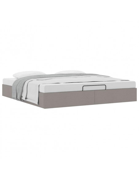 Struttura Letto Pouf senza Materasso Tortora 200x200 cm Tessuto