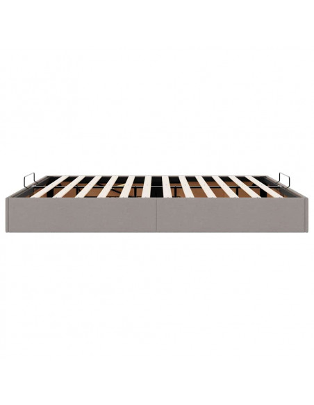 Struttura Letto Pouf senza Materasso Tortora 200x200 cm Tessuto