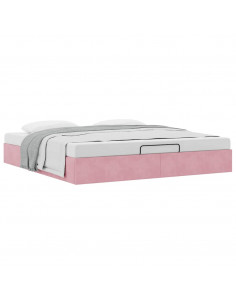 Struttura Letto Pouf senza Materasso Rosa 180x200 cm in Velluto