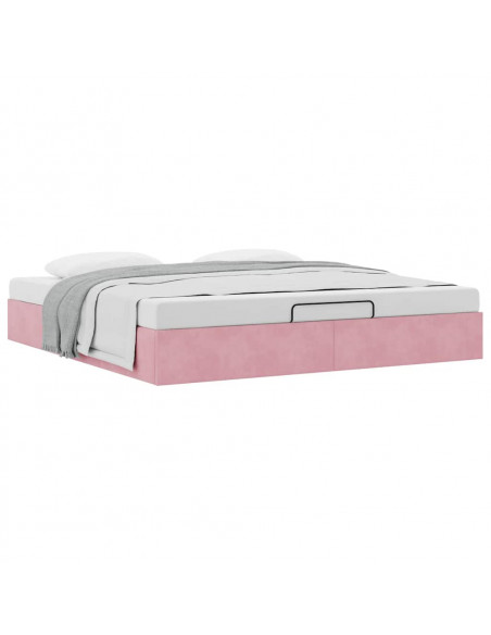 Struttura Letto Pouf senza Materasso Rosa 180x200 cm in Velluto