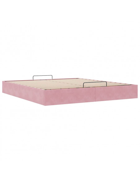 Struttura Letto Pouf senza Materasso Rosa 180x200 cm in Velluto