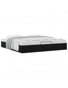 Struttura Letto Pouf senza Materasso Nero 200x200 cm in Tessuto 2