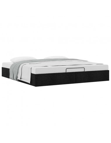 Struttura Letto Pouf senza Materasso Nero 200x200 cm in Tessuto