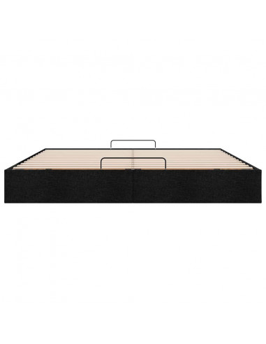 Struttura Letto Pouf senza Materasso Nero 200x200 cm in Tessuto