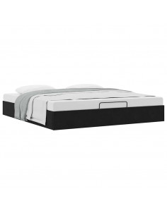 Struttura Letto Pouf senza Materasso Nero 180x200 cm in Velluto