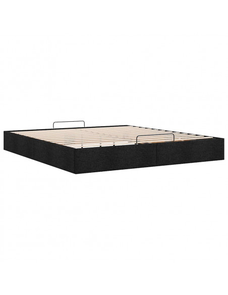 Struttura Letto Pouf senza Materasso Nero 180x200 cm in Tessuto