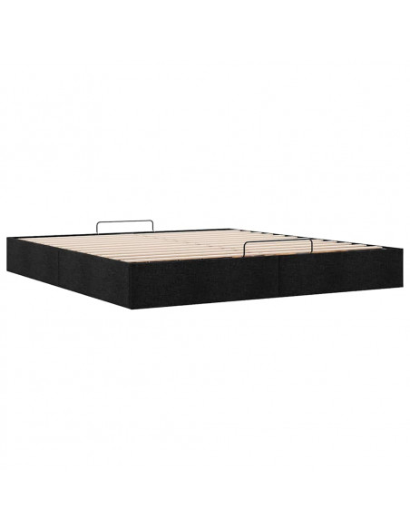 Struttura Letto Pouf senza Materasso Nero 160x200 cm in Tessuto