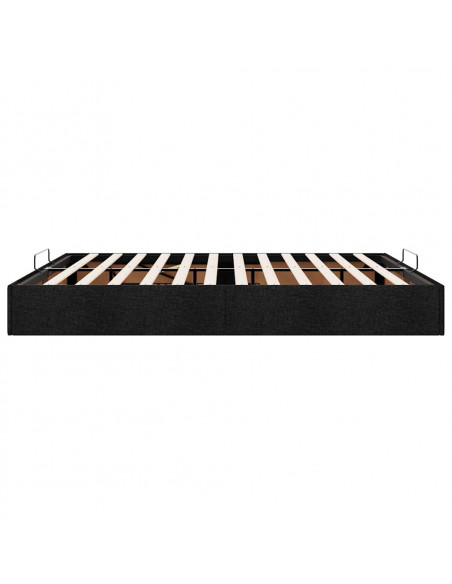 Struttura Letto Pouf senza Materasso Nero 160x200 cm in Tessuto