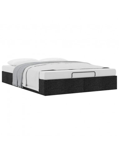 Struttura Letto Pouf senza Materasso Nero 140x200 cm in Tessuto