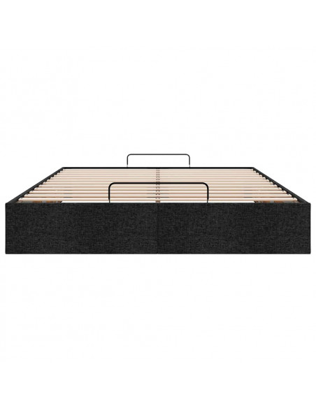 Struttura Letto Pouf senza Materasso Nero 140x190 cm in Tessuto