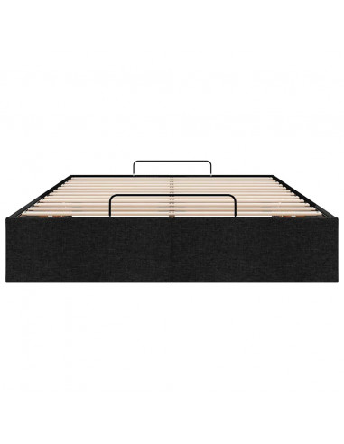 Struttura Letto Pouf senza Materasso Nero 120x200 cm in Tessuto