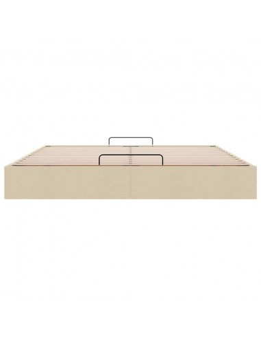 Struttura Letto Pouf senza Materasso Crema 200x200cm in Tessuto