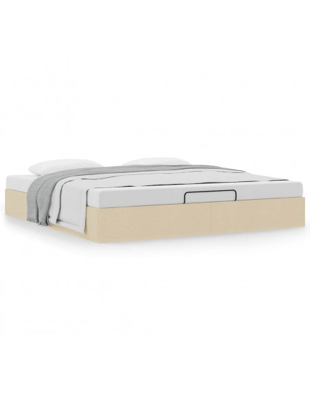 Struttura Letto Pouf senza Materasso Crema 180x200 cm Tessuto