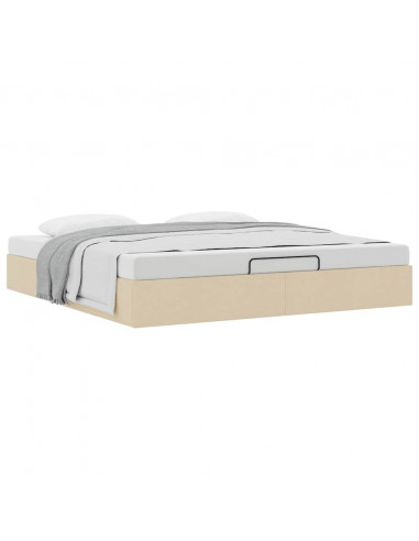 Struttura Letto Pouf senza Materasso Crema 180x200 cm Tessuto