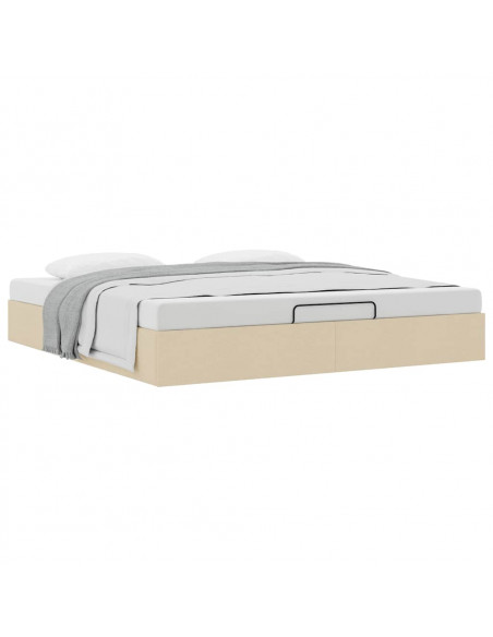 Struttura Letto Pouf senza Materasso Crema 180x200 cm Tessuto