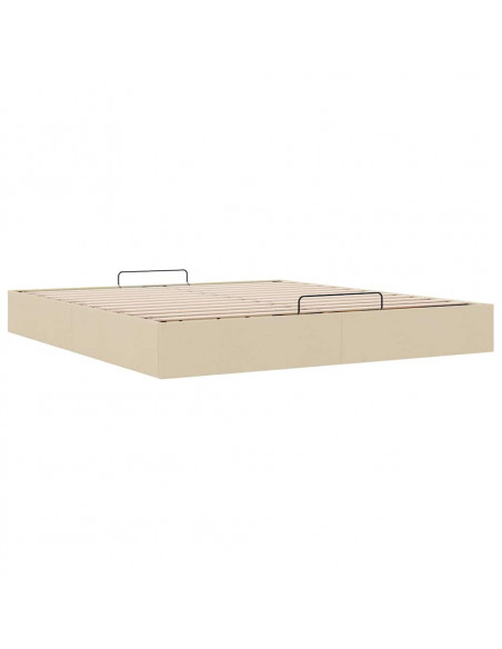 Struttura Letto Pouf senza Materasso Crema 180x200 cm Tessuto