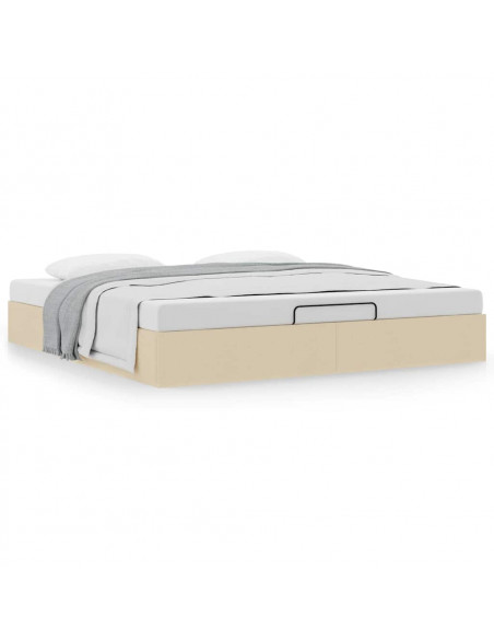 Struttura Letto Pouf senza Materasso Crema 160x200 cm Tessuto