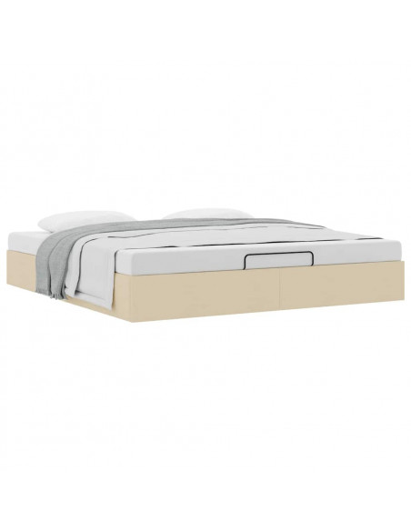 Struttura Letto Pouf senza Materasso Crema 160x200 cm Tessuto