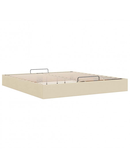 Struttura Letto Pouf senza Materasso Crema 160x200 cm Tessuto