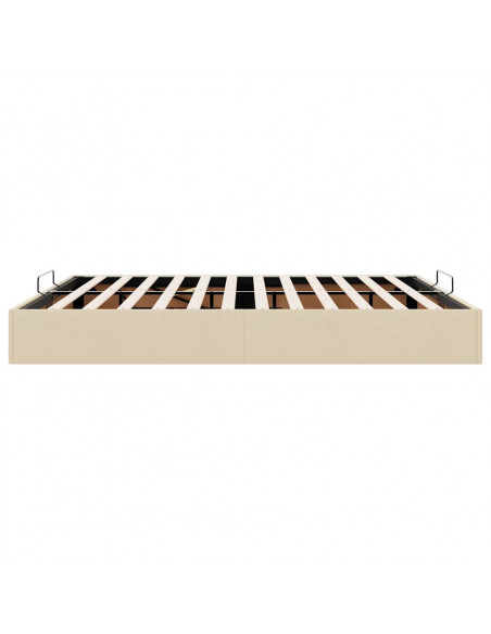 Struttura Letto Pouf senza Materasso Crema 160x200 cm Tessuto