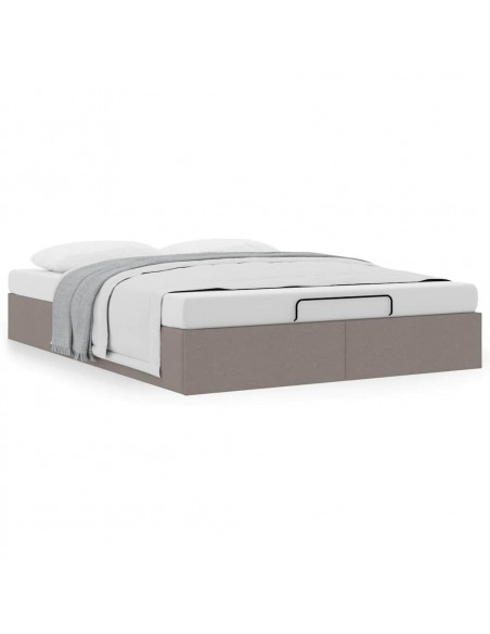 Struttura Letto Pouf senza Materasso Crema 140x200 cm Tessuto