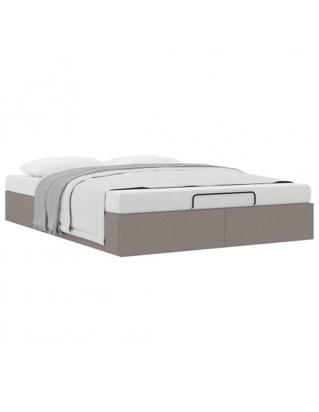 Struttura Letto Pouf senza Materasso Crema 140x200 cm Tessuto