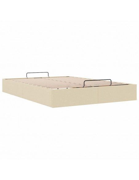 Struttura Letto Pouf senza Materasso Crema 140x190 cm Tessuto
