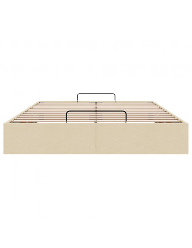 Struttura Letto Pouf senza Materasso Crema 140x190 cm Tessuto