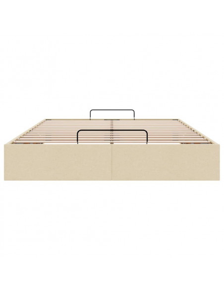 Struttura Letto Pouf senza Materasso Crema 140x190 cm Tessuto