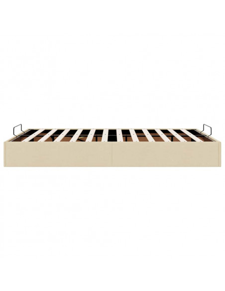 Struttura Letto Pouf senza Materasso Crema 140x190 cm Tessuto