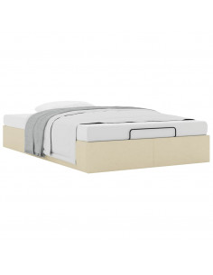 Struttura Letto Pouf senza Materasso Crema 120x200 cm Tessuto 2