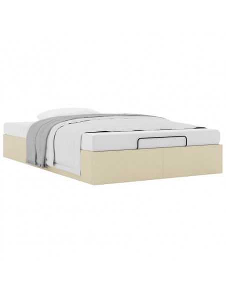 Struttura Letto Pouf senza Materasso Crema 120x200 cm Tessuto