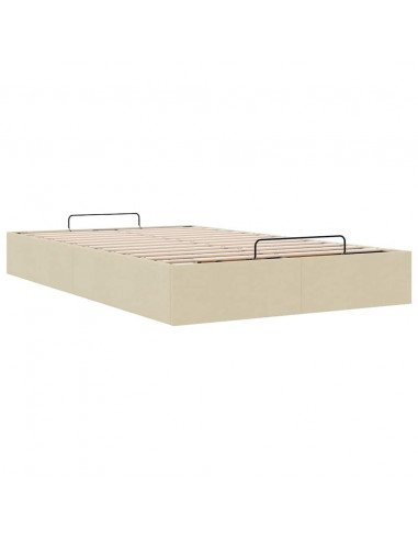 Struttura Letto Pouf senza Materasso Crema 120x200 cm Tessuto