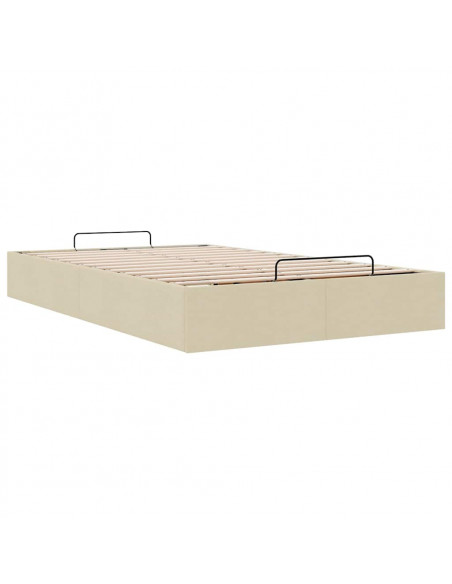 Struttura Letto Pouf senza Materasso Crema 120x200 cm Tessuto