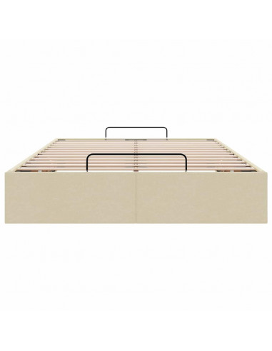 Struttura Letto Pouf senza Materasso Crema 120x200 cm Tessuto