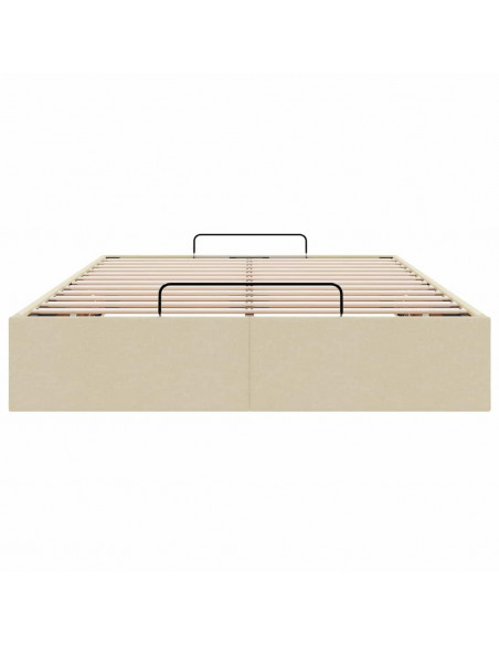 Struttura Letto Pouf senza Materasso Crema 120x200 cm Tessuto