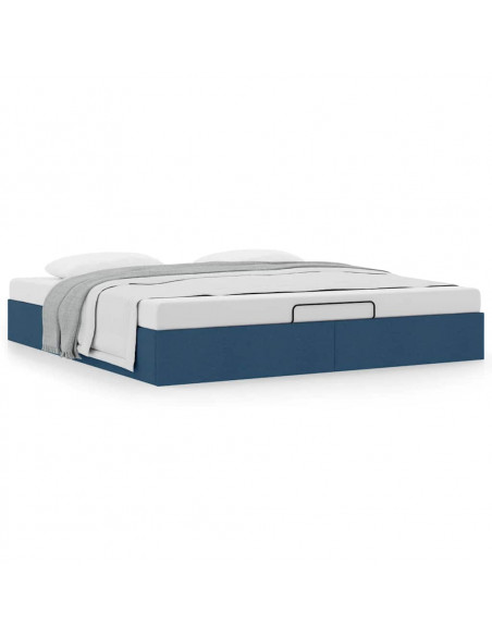 Struttura Letto Pouf senza Materasso Blu 200x200 cm in Tessuto