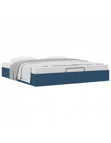 Struttura Letto Pouf senza Materasso Blu 200x200 cm in Tessuto